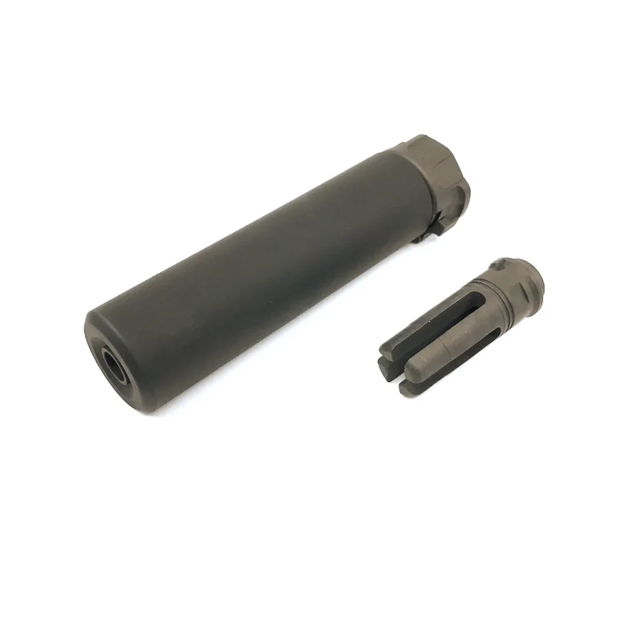 Airsoft Artisan - SF Style 6.2Inch Socom Silencer + 4 Prong Flash Hider - Black