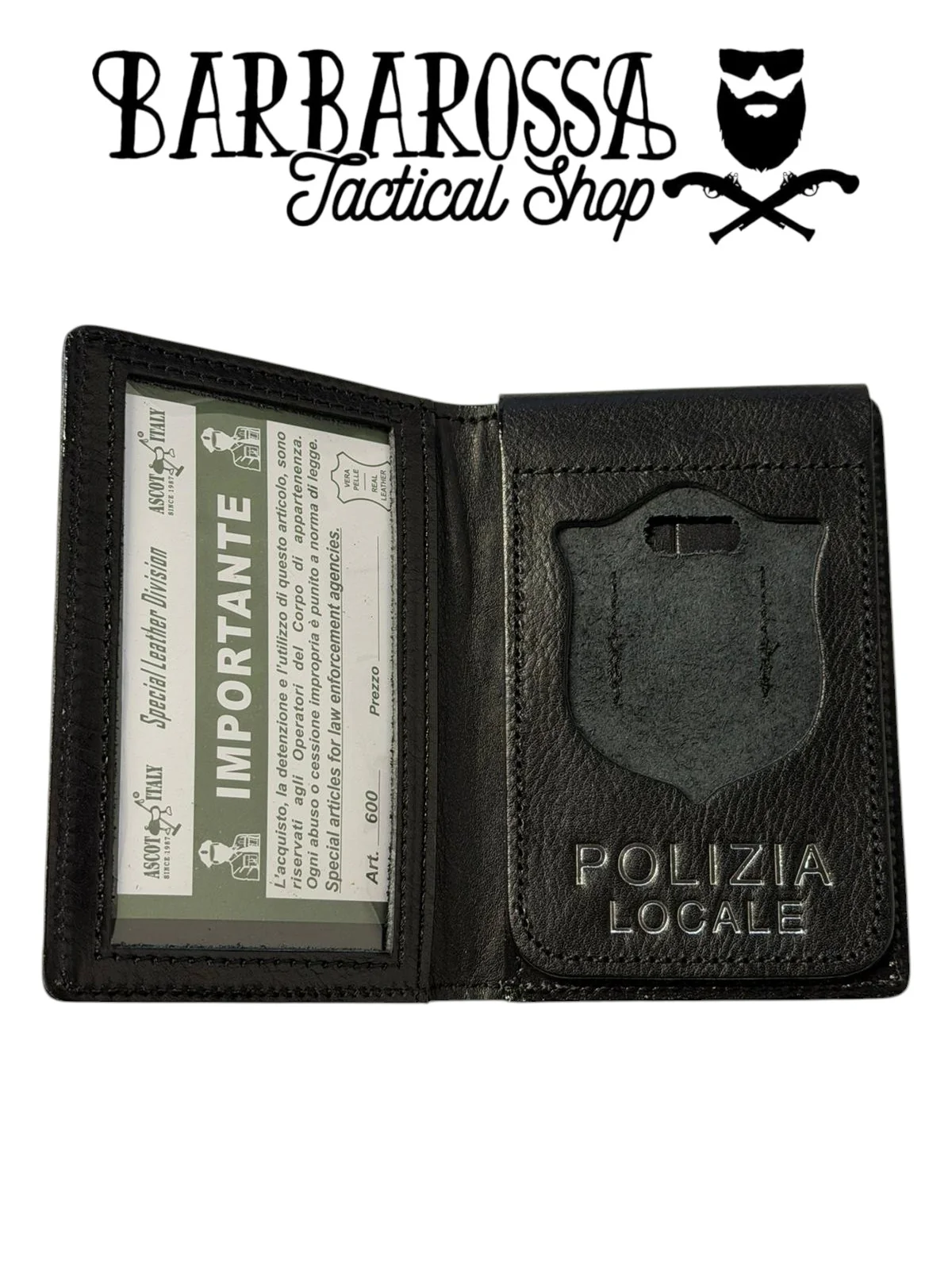 Ascot - Portafoglio Verticale con Porta Distintivo Polizia Locale AS45