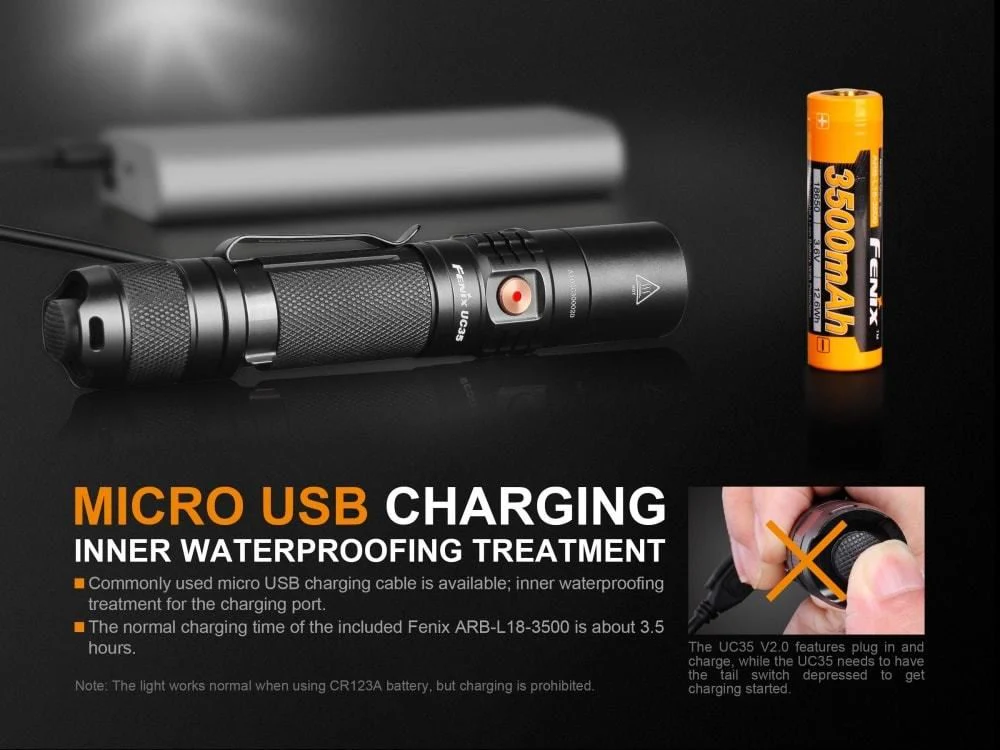 Fenix Torcia UC35 V2.0 LED Ricaricabile - 1000 Lumens - Image 6