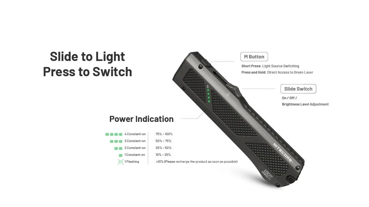Nitecore - EDC17 - Torcia LED con Luce Bianca, UV e Laser Verde - 1500 Lumens e 230 Metri - Image 6