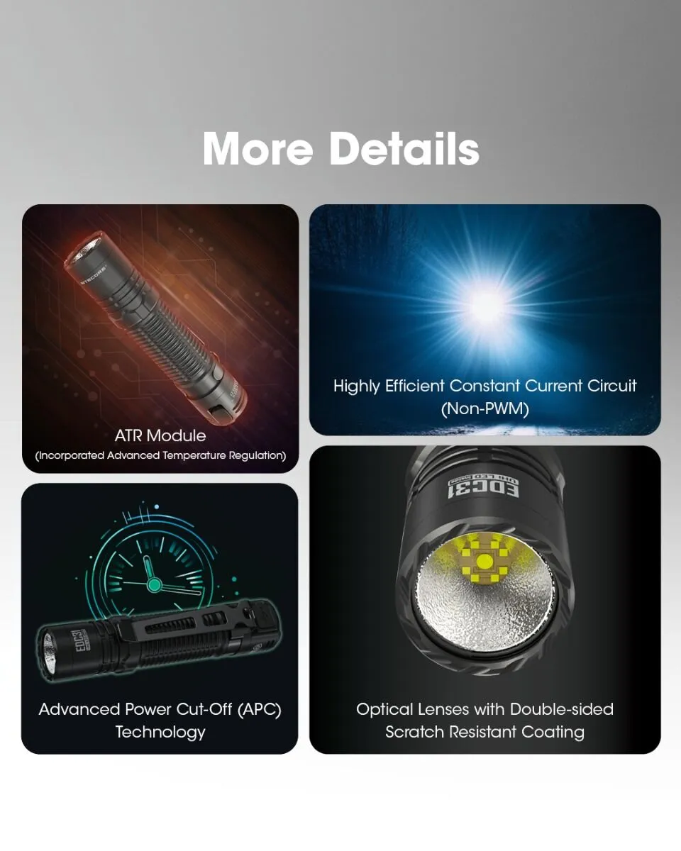 Nitecore - EDC31 3500 Lumen - 380 metri - Ricaricabile EDC - Image 20