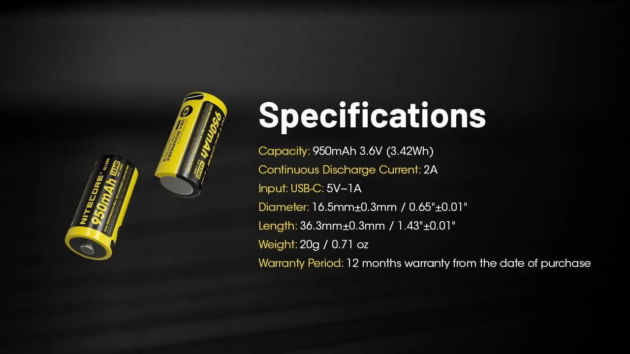Nitecore - NL169R - Batteria Li-ion da 950mAh - USB-C - Image 8
