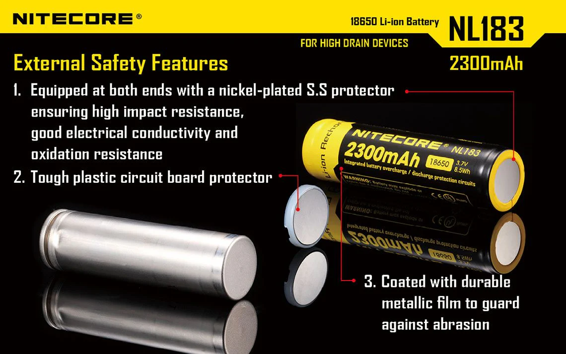 Nitecore - NL1823 - Batteria ricaricabile protetta Li-Ion 18650 3.7V 2300mAh - Image 3