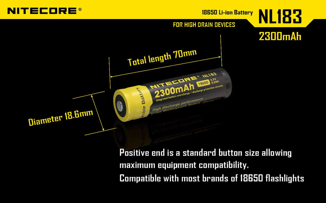 Nitecore - NL1823 - Batteria ricaricabile protetta Li-Ion 18650 3.7V 2300mAh - Image 6