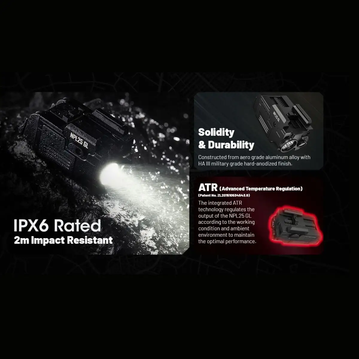 Nitecore - NPL25 GL - Green Laser Tactical Light 900 lumens e 255 metri - Image 6