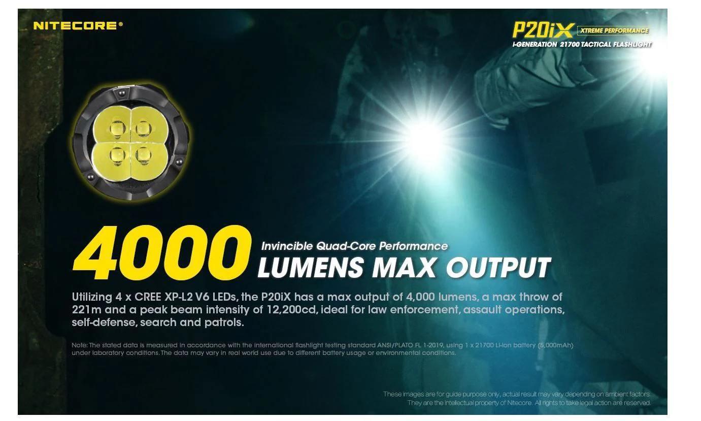 Nitecore - P20iX Torcia Tattica Ricaricabile USB-C - 4000 Lumens e 221 metri (Fine Serie) - Image 5