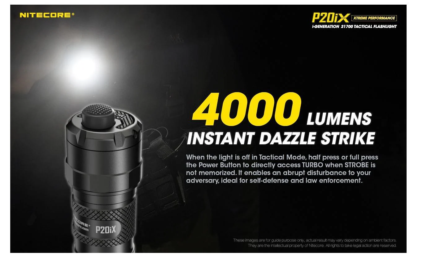 Nitecore - P20iX Torcia Tattica Ricaricabile USB-C - 4000 Lumens e 221 metri (Fine Serie) - Image 6