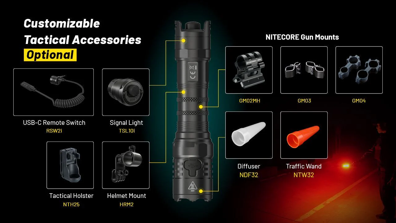 Nitecore - P23i Torcia Tattica Ricaricabile USB-C - 3000 Lumens - 470 Metri - Image 11