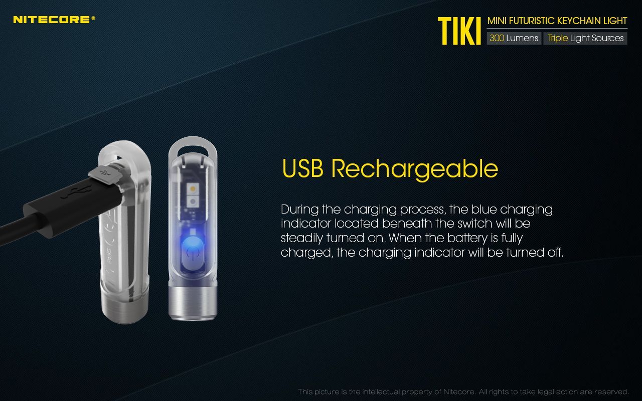 Nitecore - TIKI LE - Portachiavi Ricaricabile USB + Rosso/Blu - 300 lumens - Image 11