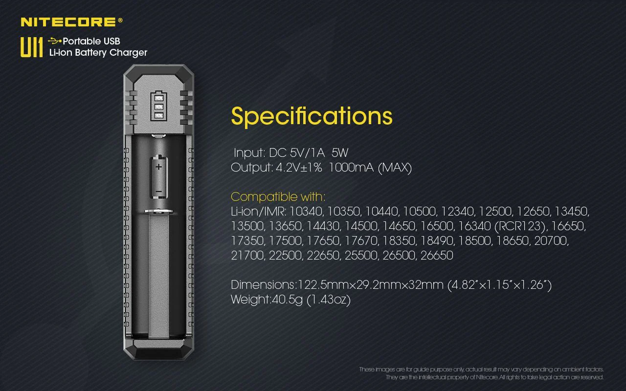 Nitecore - UI1 - Caricabatterie Universale - per Li-ion e IMR 18650, 21700, 14500 e RCR123 - Image 3