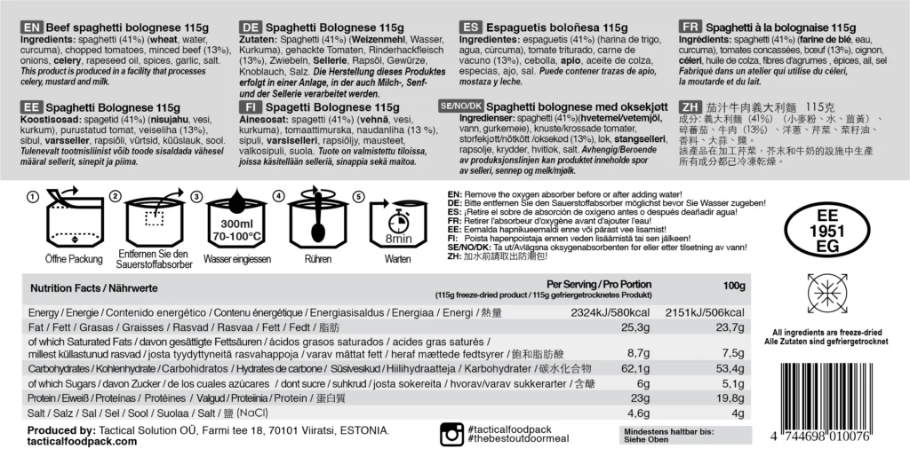 Tactical Foodpack - Beef Pasta Bolognese - Image 3