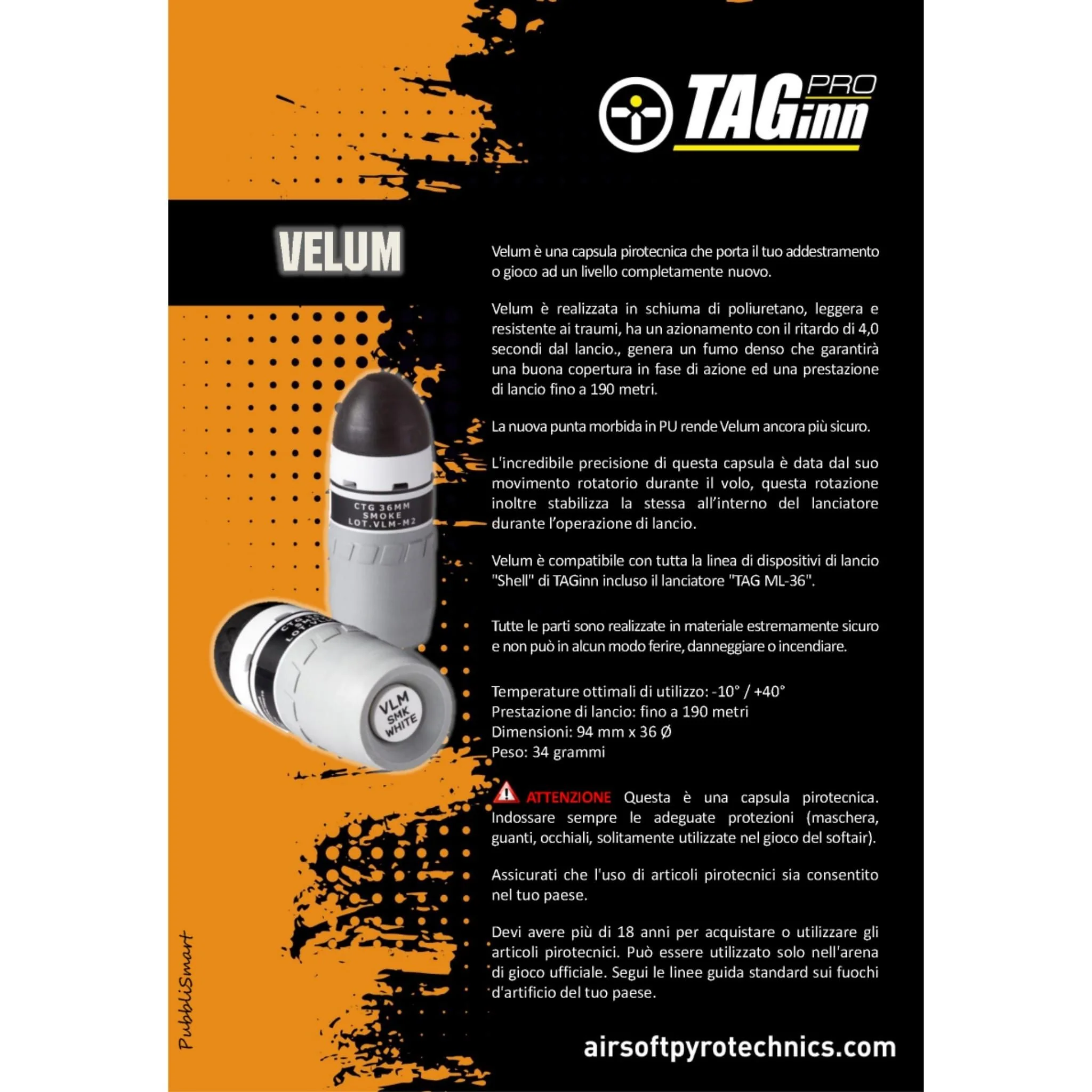 TAGINN Velum MK2 White – Smoke Launching Projectiles